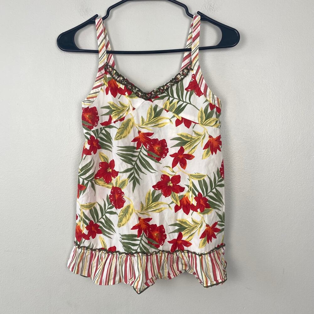 Pogo‎ Club of NY Floral Babydoll Blouse Sleeveless Pullover Y2K Girls Size Large